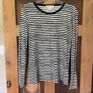 Michael Kors Black and Off-White Striped Shirt